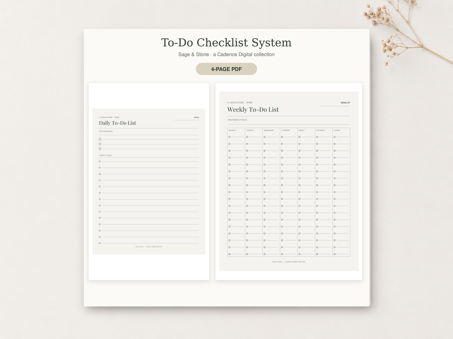 To-Do List / Checklist System — Sage & Stone