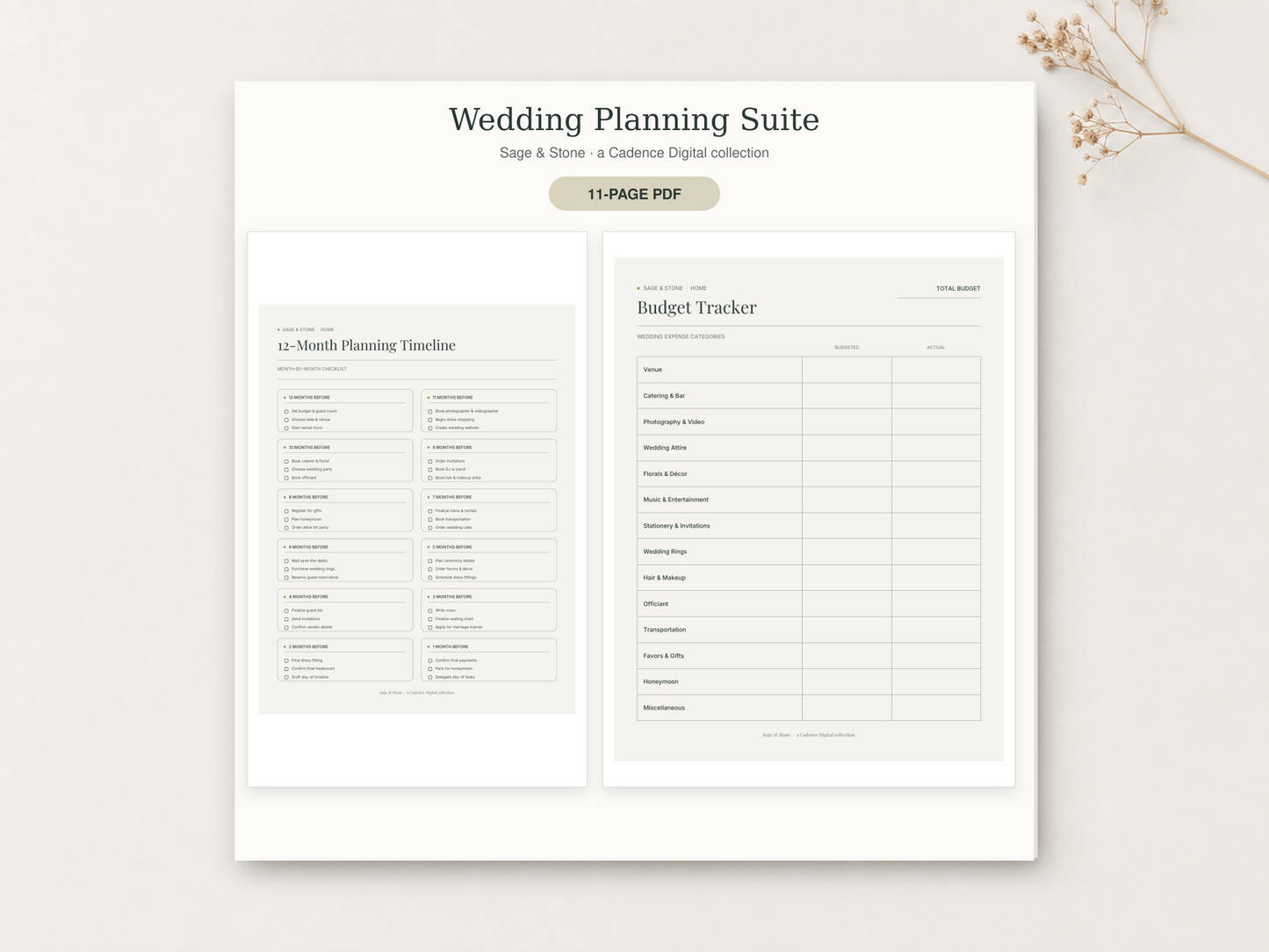 Wedding Planning Suite — Sage & Stone