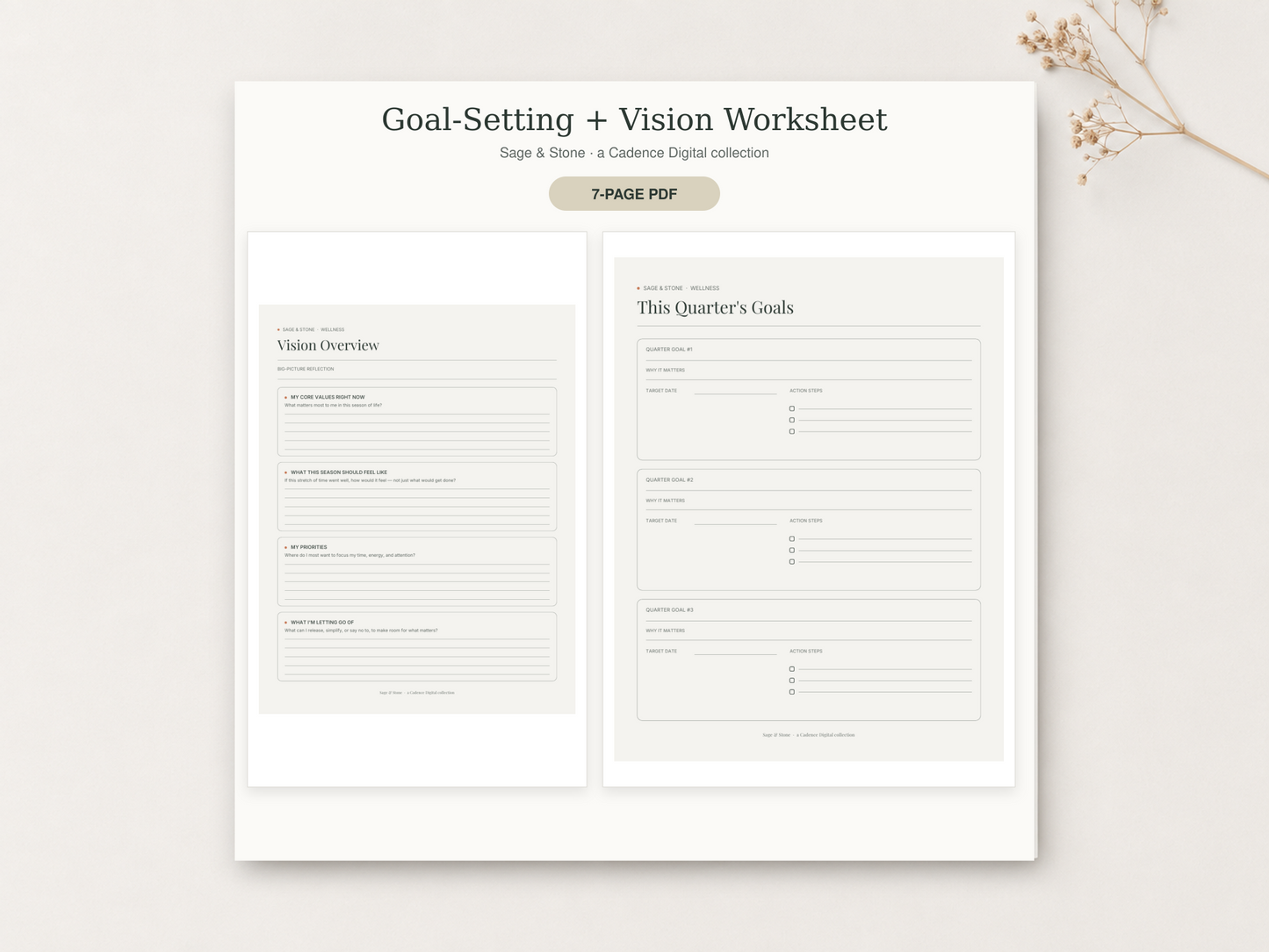 Goal-Setting / Vision Worksheet — Sage & Stone