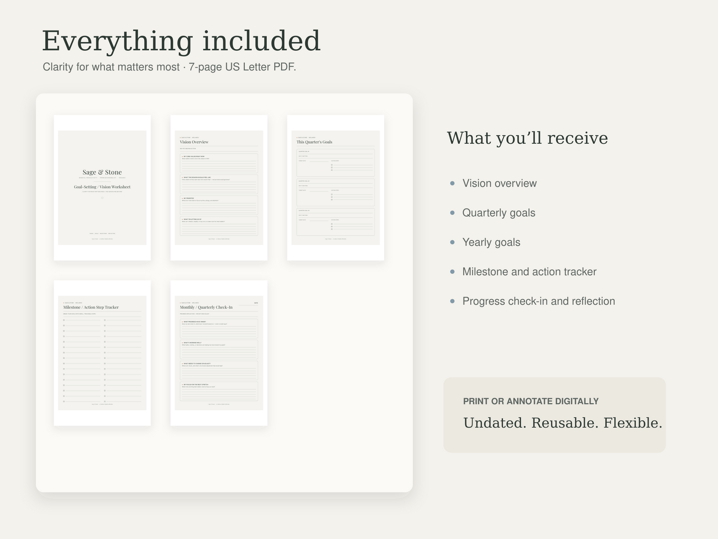 Goal-Setting / Vision Worksheet — Sage & Stone
