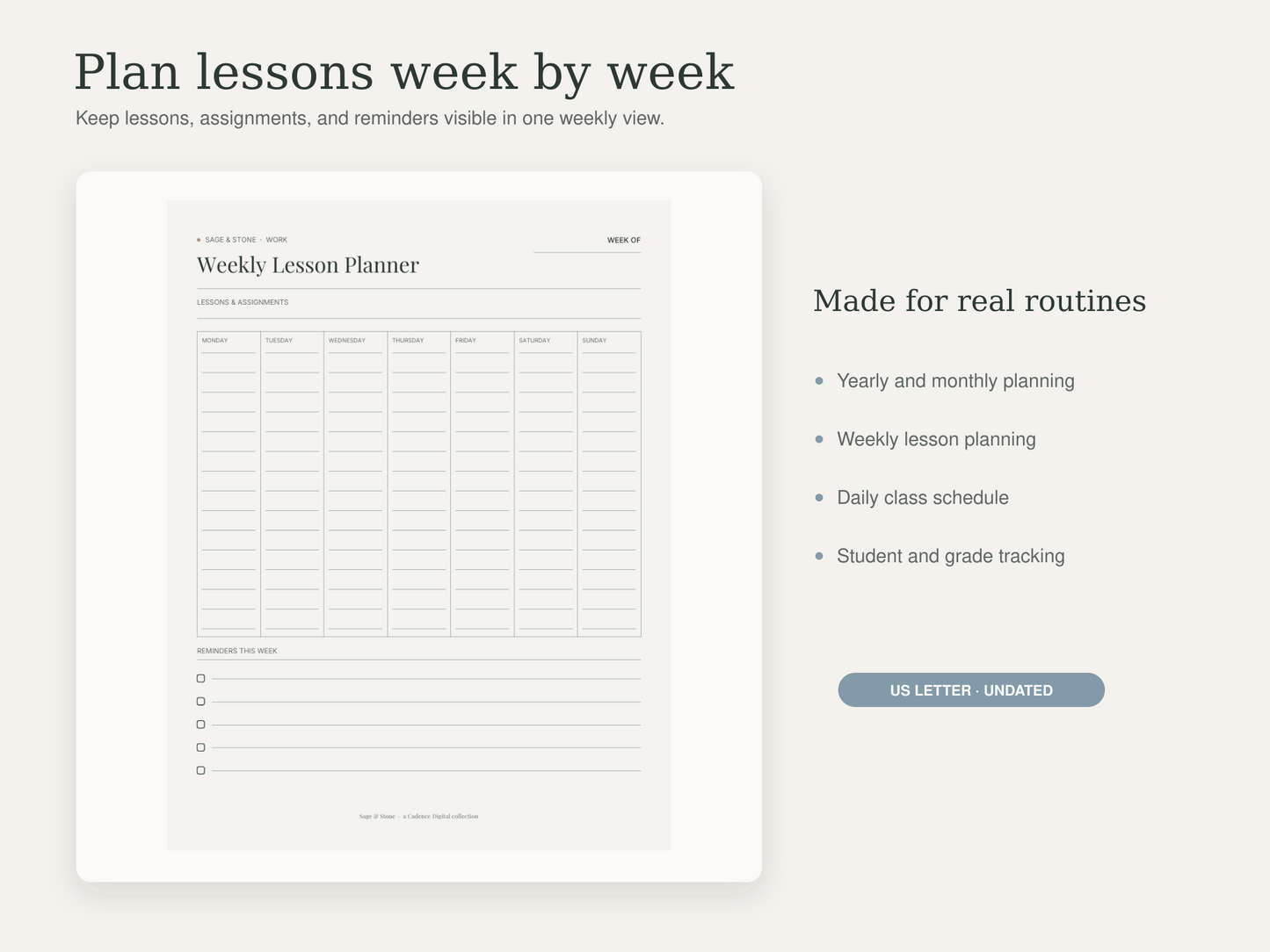 Teacher Planner — Sage & Stone