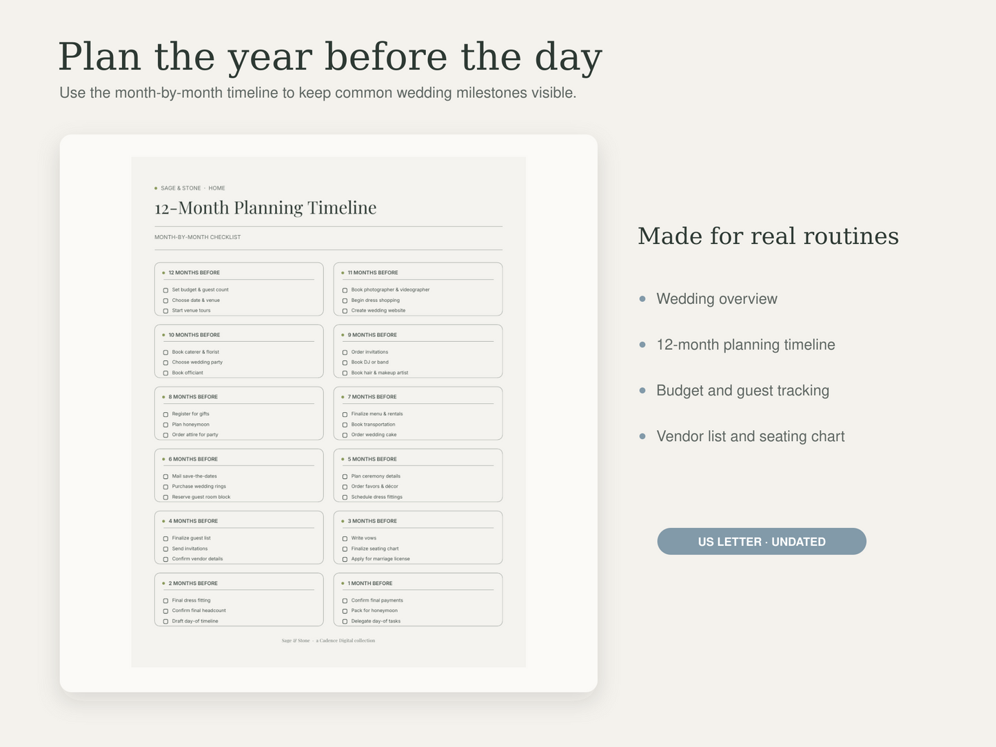 Wedding Planning Suite — Sage & Stone