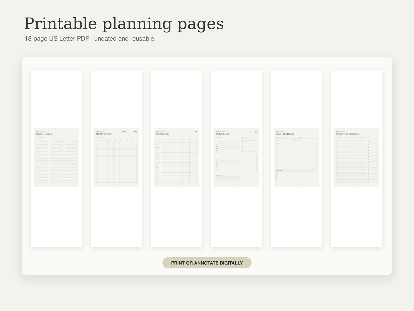Student Planner — Sage & Stone