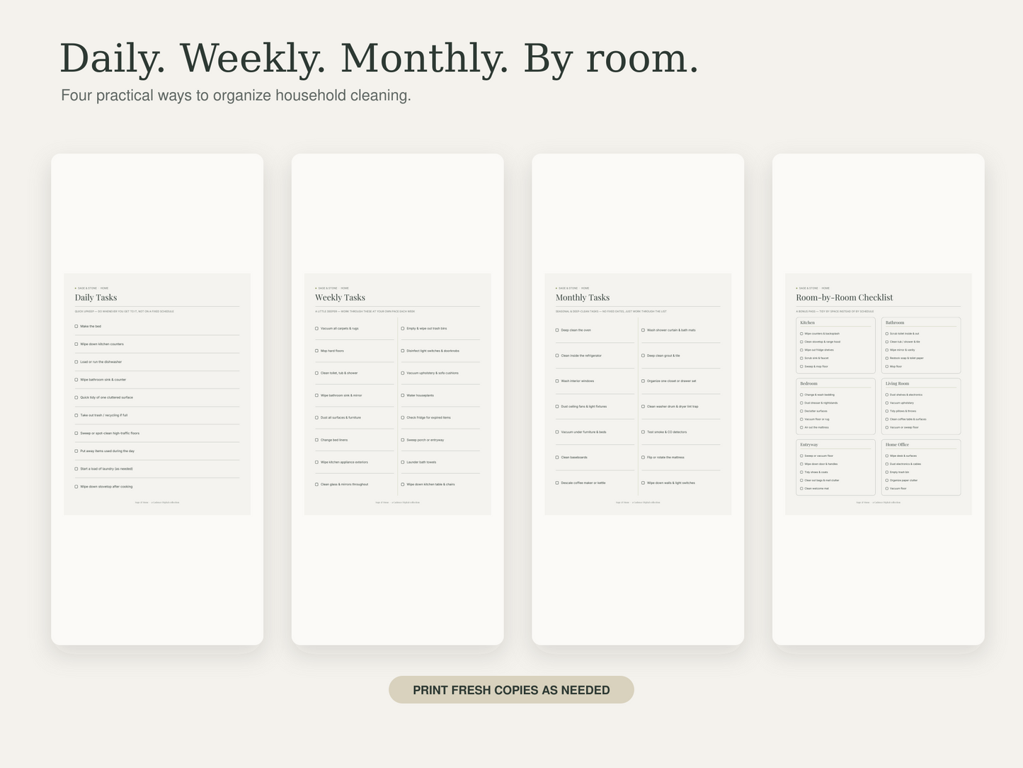Household Cleaning Schedule — Sage & Stone