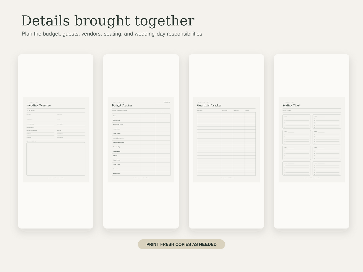 Wedding Planning Suite — Sage & Stone
