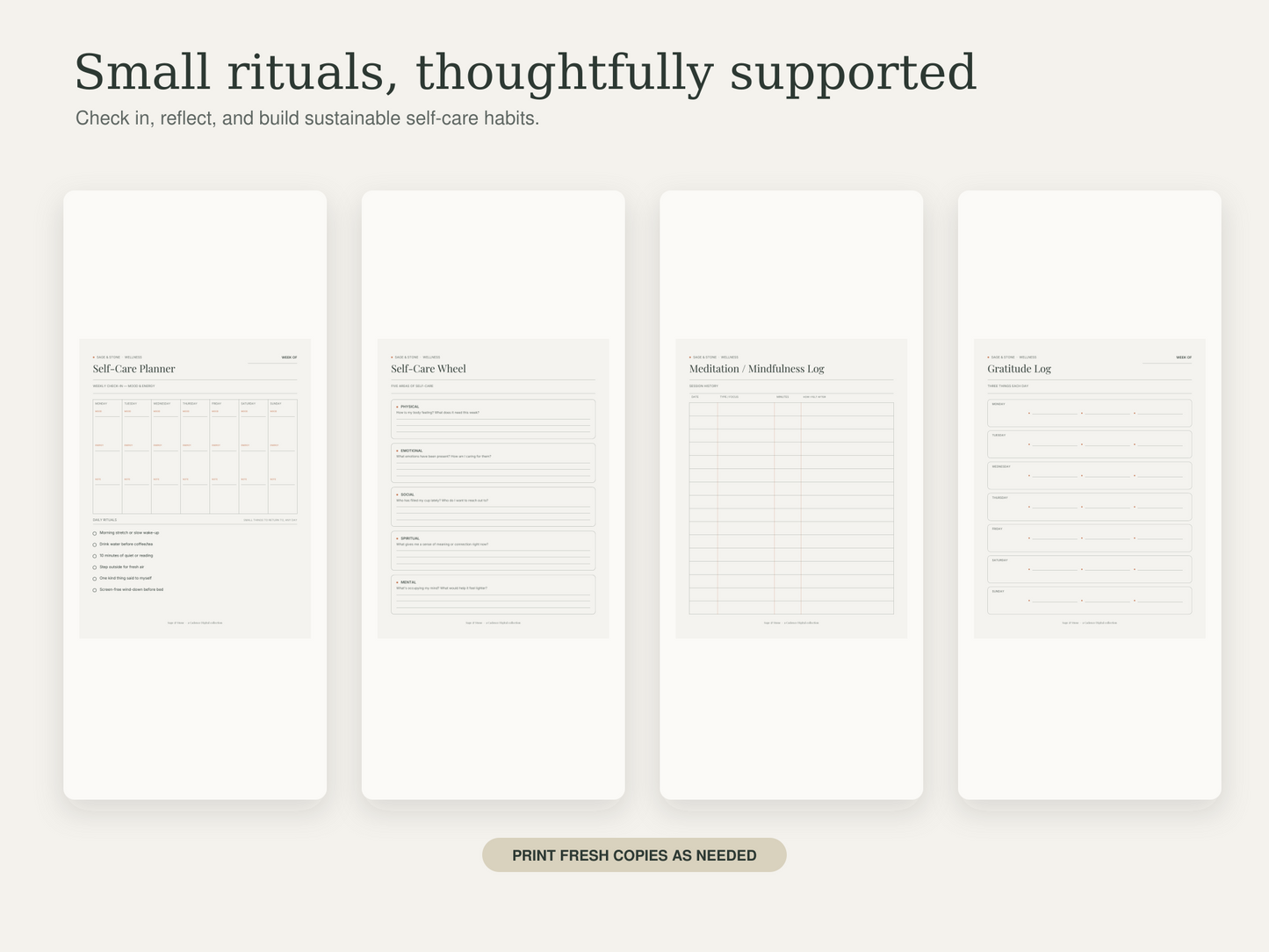 Self-Care Planner — Sage & Stone