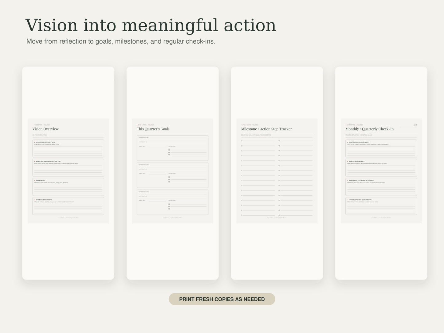 Goal-Setting / Vision Worksheet — Sage & Stone