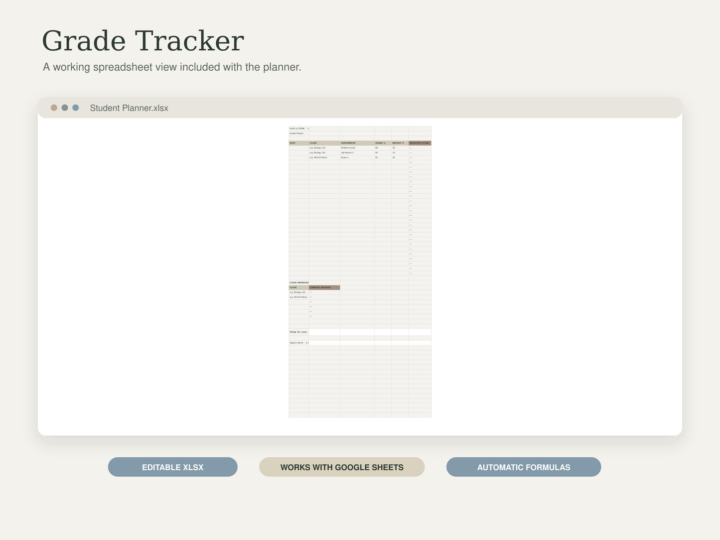 Student Planner — Sage & Stone