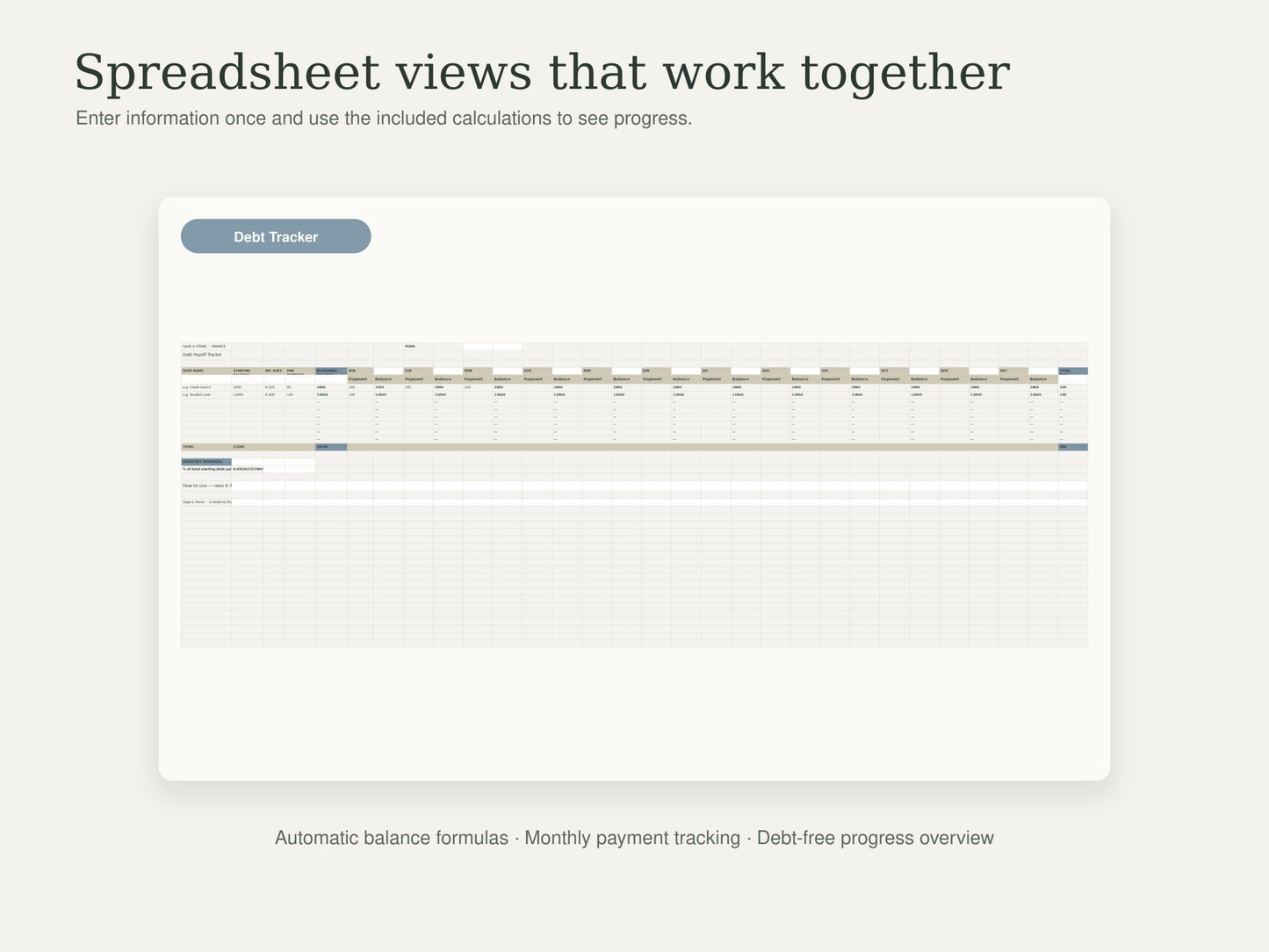 Debt Payoff Tracker — Sage & Stone