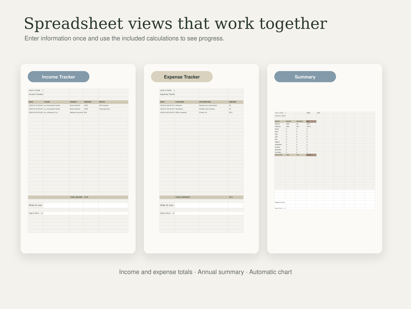 Freelancer & Business Planner — Sage & Stone