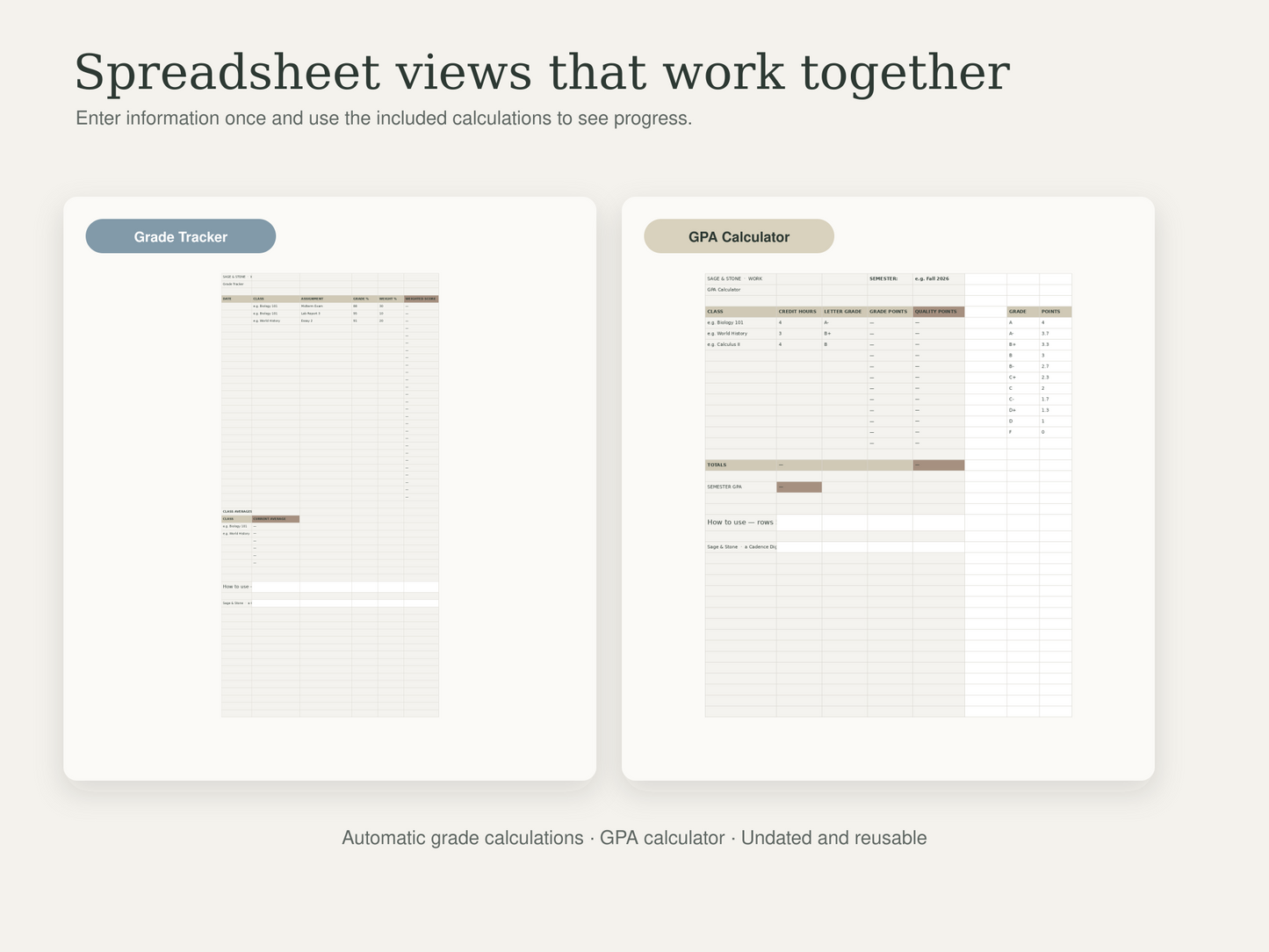 Student Planner — Sage & Stone