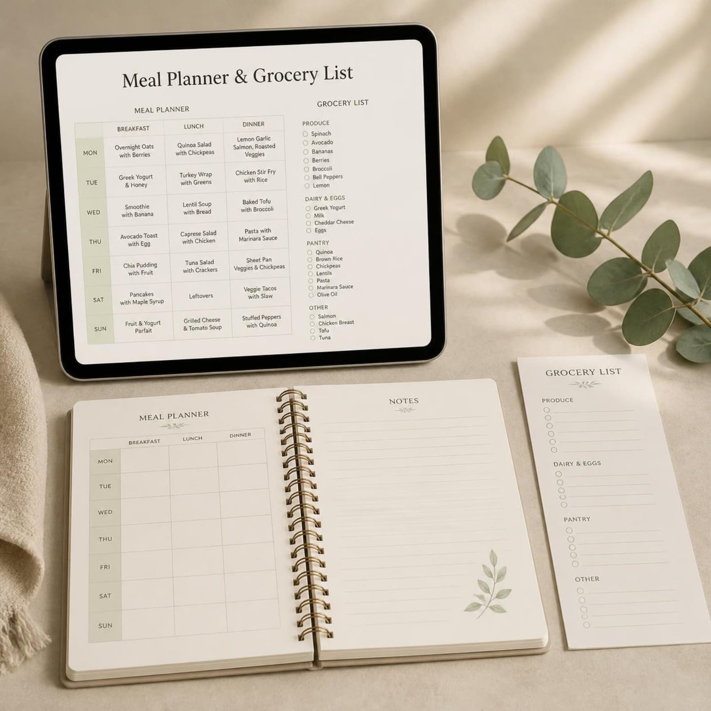 Meal Planner & Grocery List — Sage & Stone