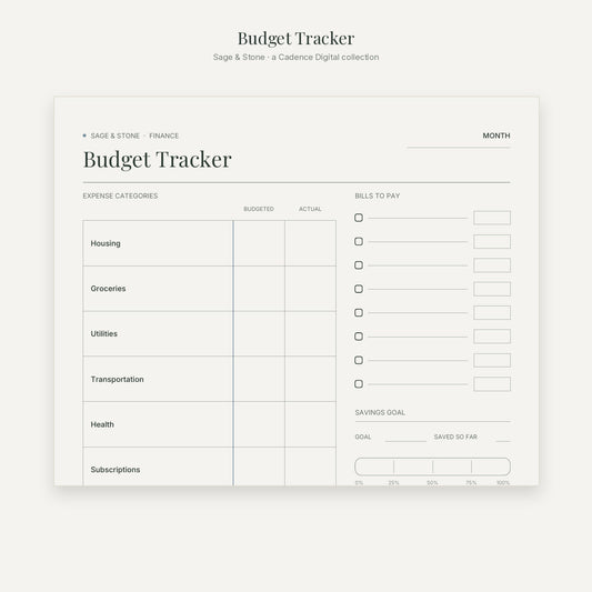 Budget Tracker — Sage & Stone