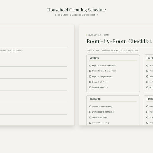 Household Cleaning Schedule — Sage & Stone