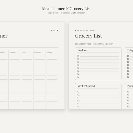 Meal Planner & Grocery List — Sage & Stone